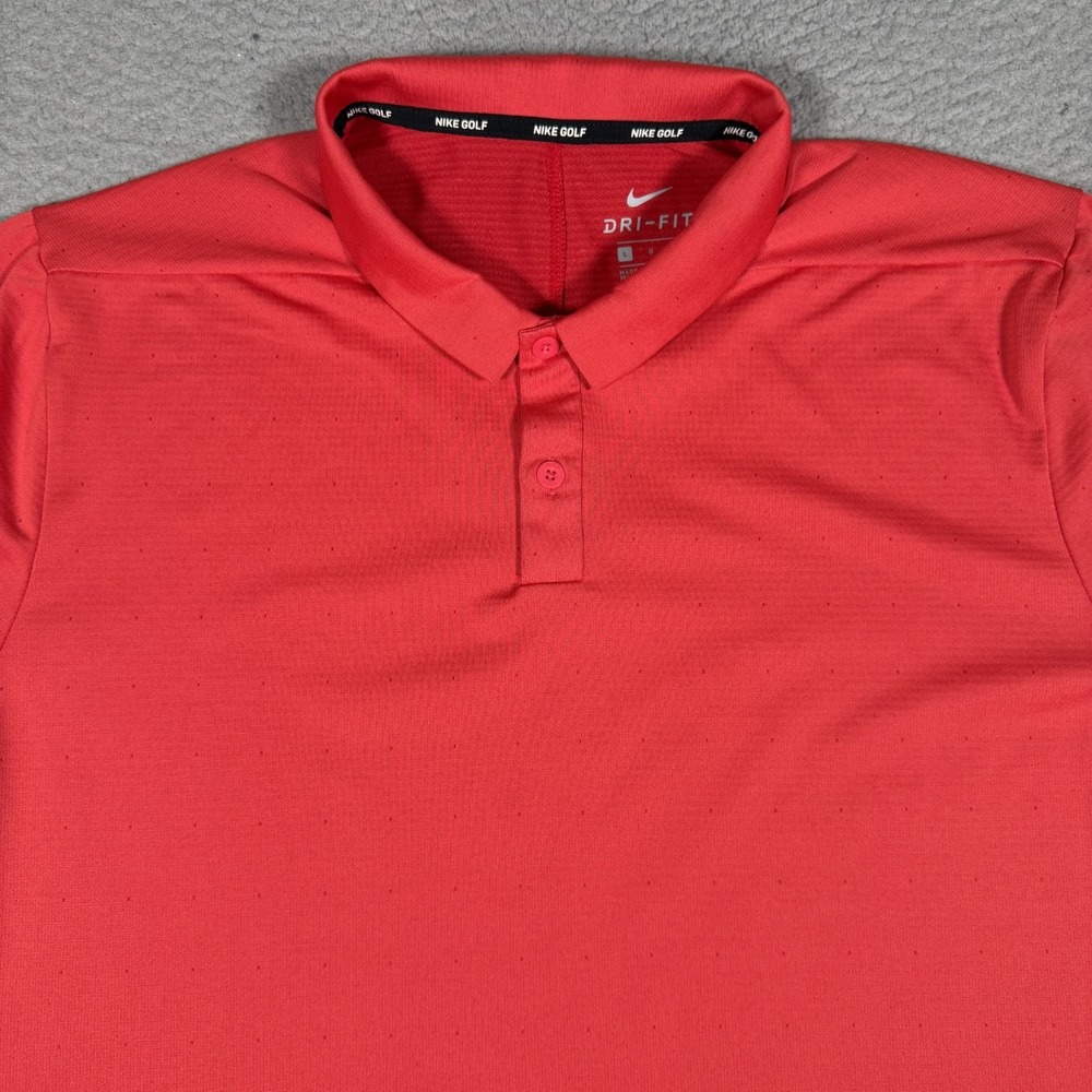 Nike Golf Polo Shirt Mens Large Red Athletic Performance Stretch Casual Preppy